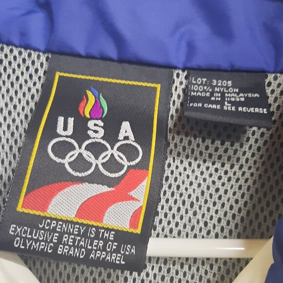 Vintage 90s JCPenney USA Olympics Windbreaker Jacket Adult Size Large Nylon Blue - Picture 4 of 8